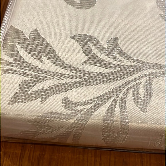 Waterford Platinum Silver Shimmer Scroll Holiday Tablecloth  70”x 84” new - Picture 2 of 7